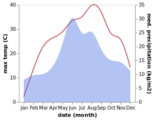 temperature and rainfall during the year in Straseni