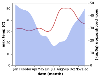 temperature and rainfall during the year in Cuamba