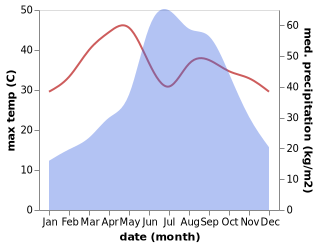 temperature and rainfall during the year in Bhamo