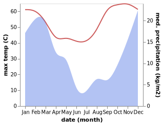 temperature and rainfall during the year in Windhoek