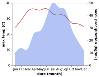 temperature and rainfall during the year in Dhankuta