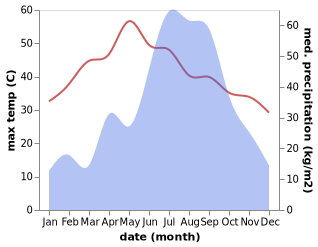 temperature and rainfall during the year in Bharatpur