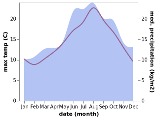 temperature and rainfall during the year in Brielle