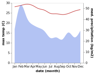 temperature and rainfall during the year in Fayaoue