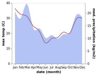 temperature and rainfall during the year in Ashburton