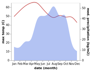 temperature and rainfall during the year in Niamey