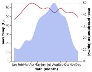 temperature and rainfall during the year in Ayorou