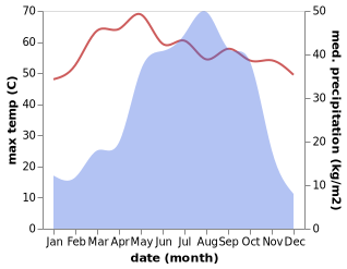 temperature and rainfall during the year in Tera