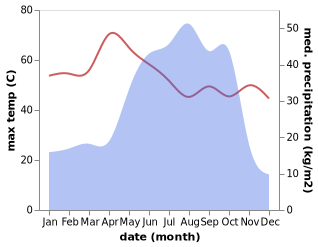 temperature and rainfall during the year in Maiduguri