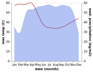 temperature and rainfall during the year in Itigidi