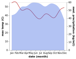 temperature and rainfall during the year in Burutu