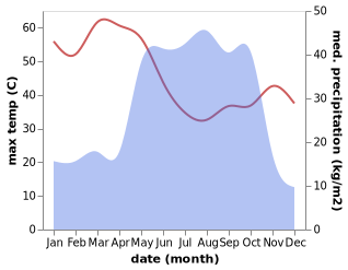 temperature and rainfall during the year in Maigana