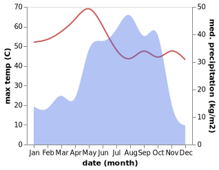 temperature and rainfall during the year in Rimi