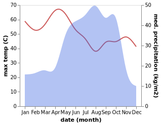 temperature and rainfall during the year in Damaturu