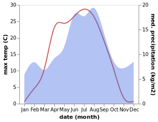 temperature and rainfall during the year in Adalsbruk