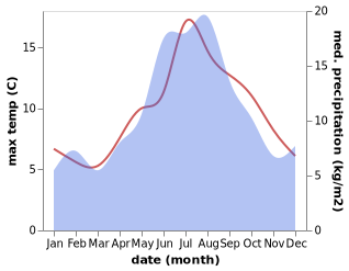 temperature and rainfall during the year in Luroy