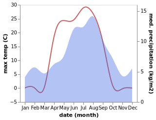 temperature and rainfall during the year in Vagamo