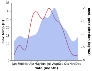 temperature and rainfall during the year in Dale