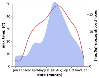 temperature and rainfall during the year in Dasu