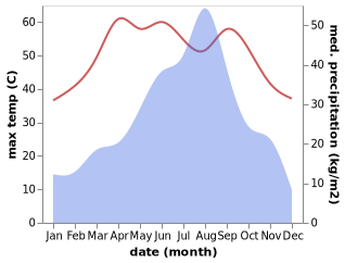 temperature and rainfall during the year in Chambar