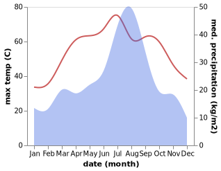 temperature and rainfall during the year in Dokri