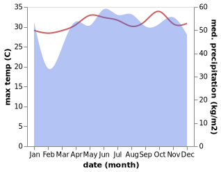 temperature and rainfall during the year in Ngetkib