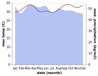 temperature and rainfall during the year in Buin