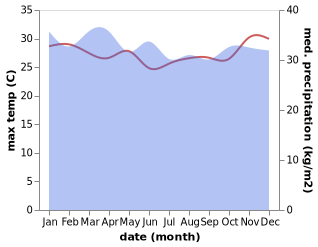 temperature and rainfall during the year in Kainantu