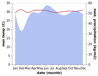 temperature and rainfall during the year in Awang