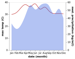 temperature and rainfall during the year in Afusing Centro