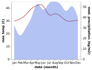 temperature and rainfall during the year in Jones