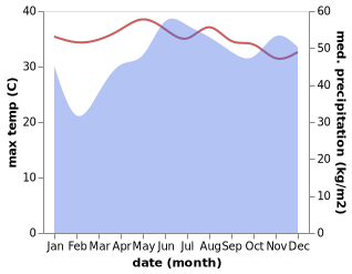 temperature and rainfall during the year in Alubijid