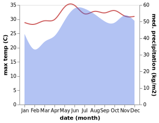 temperature and rainfall during the year in Dapa