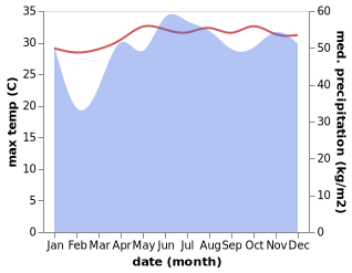 temperature and rainfall during the year in Loyola