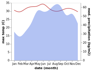 temperature and rainfall during the year in Castillejos