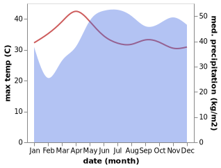 temperature and rainfall during the year in Abis