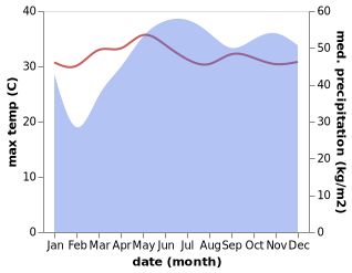 temperature and rainfall during the year in Siaton