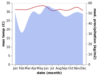 temperature and rainfall during the year in Banaybanay