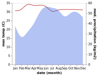 temperature and rainfall during the year in Baheli