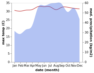 temperature and rainfall during the year in Mamburao