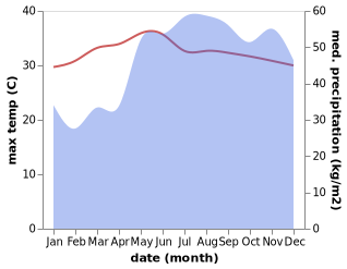 temperature and rainfall during the year in Pola