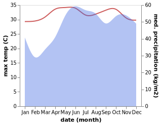 temperature and rainfall during the year in Tagburos