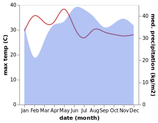 temperature and rainfall during the year in Dalwangan