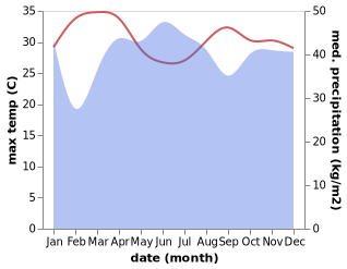 temperature and rainfall during the year in Alabel