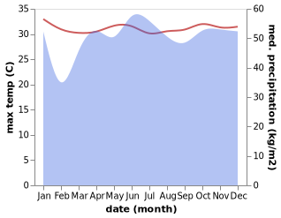 temperature and rainfall during the year in Ragandang