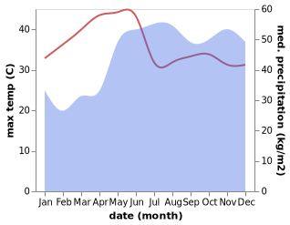 temperature and rainfall during the year in Abaca