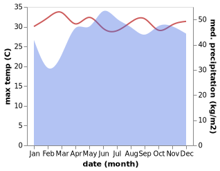 temperature and rainfall during the year in Salug