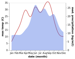 temperature and rainfall during the year in Buk