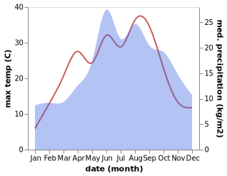 temperature and rainfall during the year in Czermin