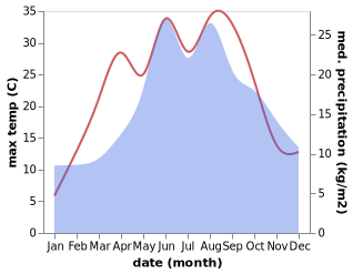 temperature and rainfall during the year in Siemianice